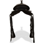 vidaXL Șa Western, căpăstru & pieptar, piele naturală, 17", negru vidaXL Șa Western, căpăstru & pieptar, piele naturală, 17", negru