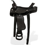 vidaXL Șa Western, căpăstru & pieptar, piele naturală, 12", negru vidaXL Șa Western, căpăstru & pieptar, piele naturală, 12", negru