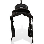 vidaXL Șa Western, căpăstru & pieptar, piele naturală, 12", negru vidaXL Șa Western, căpăstru & pieptar, piele naturală, 12", negru