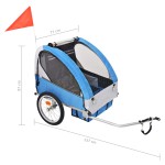 vidaXL Remorcă de bicicletă, gri și albastru, 30 kg vidaXL Remorcă de bicicletă, gri și albastru, 30 kg