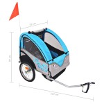 vidaXL Remorcă de bicicletă, gri și albastru, 30 kg vidaXL Remorcă de bicicletă, gri și albastru, 30 kg