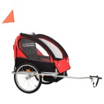 vidaXL Remorcă bicicletă & cărucior 2-în-1, negru și roșu vidaXL Remorcă bicicletă & cărucior 2-în-1, negru și roșu