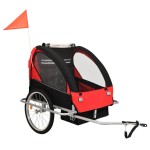 vidaXL Remorcă bicicletă & cărucior 2-în-1, negru și roșu vidaXL Remorcă bicicletă & cărucior 2-în-1, negru și roșu
