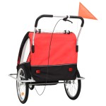 vidaXL Remorcă bicicletă & cărucior 2-în-1, negru și roșu vidaXL Remorcă bicicletă & cărucior 2-în-1, negru și roșu