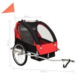 vidaXL Remorcă bicicletă & cărucior 2-în-1, negru și roșu vidaXL Remorcă bicicletă & cărucior 2-în-1, negru și roșu