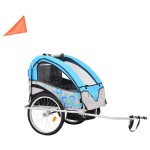 vidaXL Remorcă bicicletă & cărucior copii 2-în-1, albastru și gri vidaXL Remorcă bicicletă & cărucior copii 2-în-1, albastru și gri