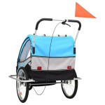 vidaXL Remorcă bicicletă & cărucior copii 2-în-1, albastru și gri vidaXL Remorcă bicicletă & cărucior copii 2-în-1, albastru și gri