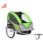 vidaXL Remorcă de bicicletă & Cărucior copii 2-în-1, verde și gri vidaXL Remorcă de bicicletă & Cărucior copii 2-în-1, verde și gri