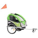 vidaXL Remorcă de bicicletă & Cărucior copii 2-în-1, verde și gri vidaXL Remorcă de bicicletă & Cărucior copii 2-în-1, verde și gri