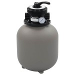 vidaXL Filtru cu nisip pentru piscină cu supapă 4 poziții gri 350 mm vidaXL Filtru cu nisip pentru piscină cu supapă 4 poziții gri 350 mm