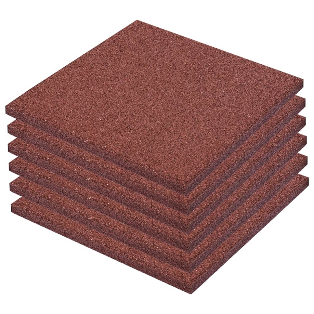 vidaXL Plăci de protecție la cădere 6 buc. roșu 50x50x3 cm cauciuc