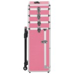 vidaXL Troler de cosmetice, roz, aluminiu