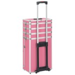 vidaXL Troler de cosmetice, roz, aluminiu