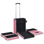 vidaXL Troler de cosmetice, roz, aluminiu