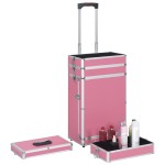 vidaXL Troler de cosmetice, roz, aluminiu