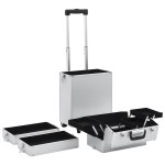 vidaXL Troler de cosmetice, argintiu, aluminiu