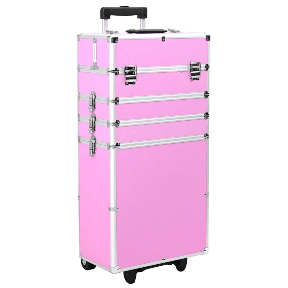 vidaXL Troler de cosmetice, roz, aluminiu