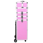 vidaXL Troler de cosmetice, roz, aluminiu
