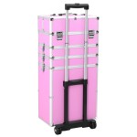 vidaXL Troler de cosmetice, roz, aluminiu