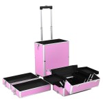 vidaXL Troler de cosmetice, roz, aluminiu