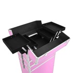 vidaXL Troler de cosmetice, roz, aluminiu