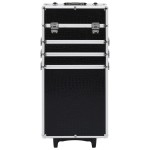 vidaXL Troler de cosmetice, model cu crocodil, negru, aluminiu