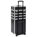 vidaXL Troler de cosmetice, model cu crocodil, negru, aluminiu