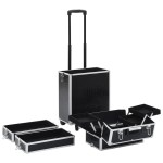 vidaXL Troler de cosmetice, model cu crocodil, negru, aluminiu