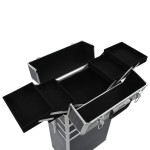vidaXL Troler de cosmetice, model cu crocodil, negru, aluminiu