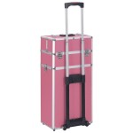 vidaXL Troler de cosmetice, roz, aluminiu