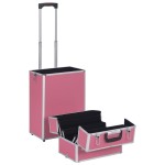 vidaXL Troler de cosmetice, roz, aluminiu