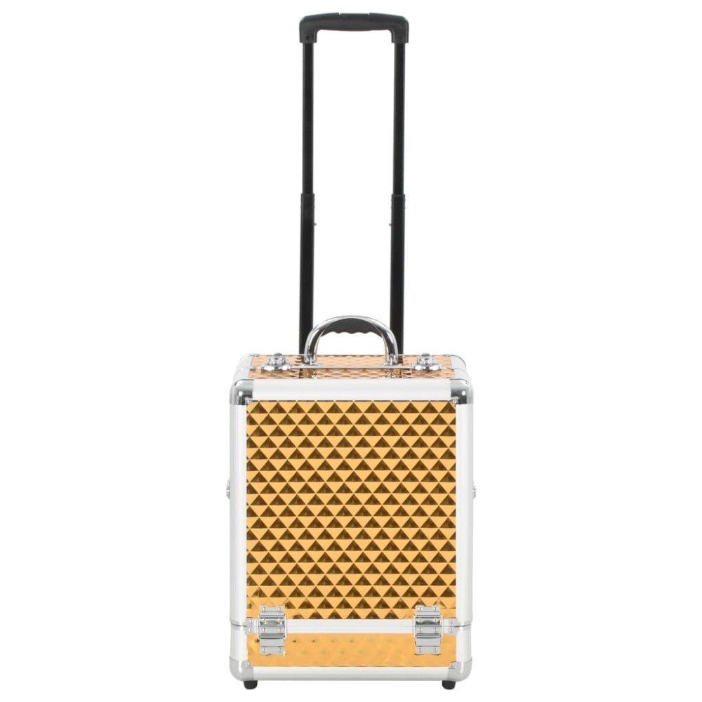 vidaXL Troler de cosmetice, auriu, 35 x 29 x 45 cm, aluminiu