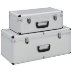 vidaXL Cutii de depozitare, 2 buc., argintiu, aluminiu vidaXL Cutii de depozitare, 2 buc., argintiu, aluminiu