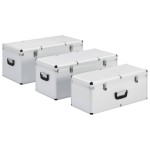 vidaXL Cutii de depozitare, 3 buc., argintiu, aluminiu