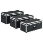 vidaXL Cutii de depozitare, 3 buc., negru, aluminiu