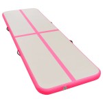 vidaXL Saltea gimnastică gonflabilă cu pompă roz 400x100x10cm PVC