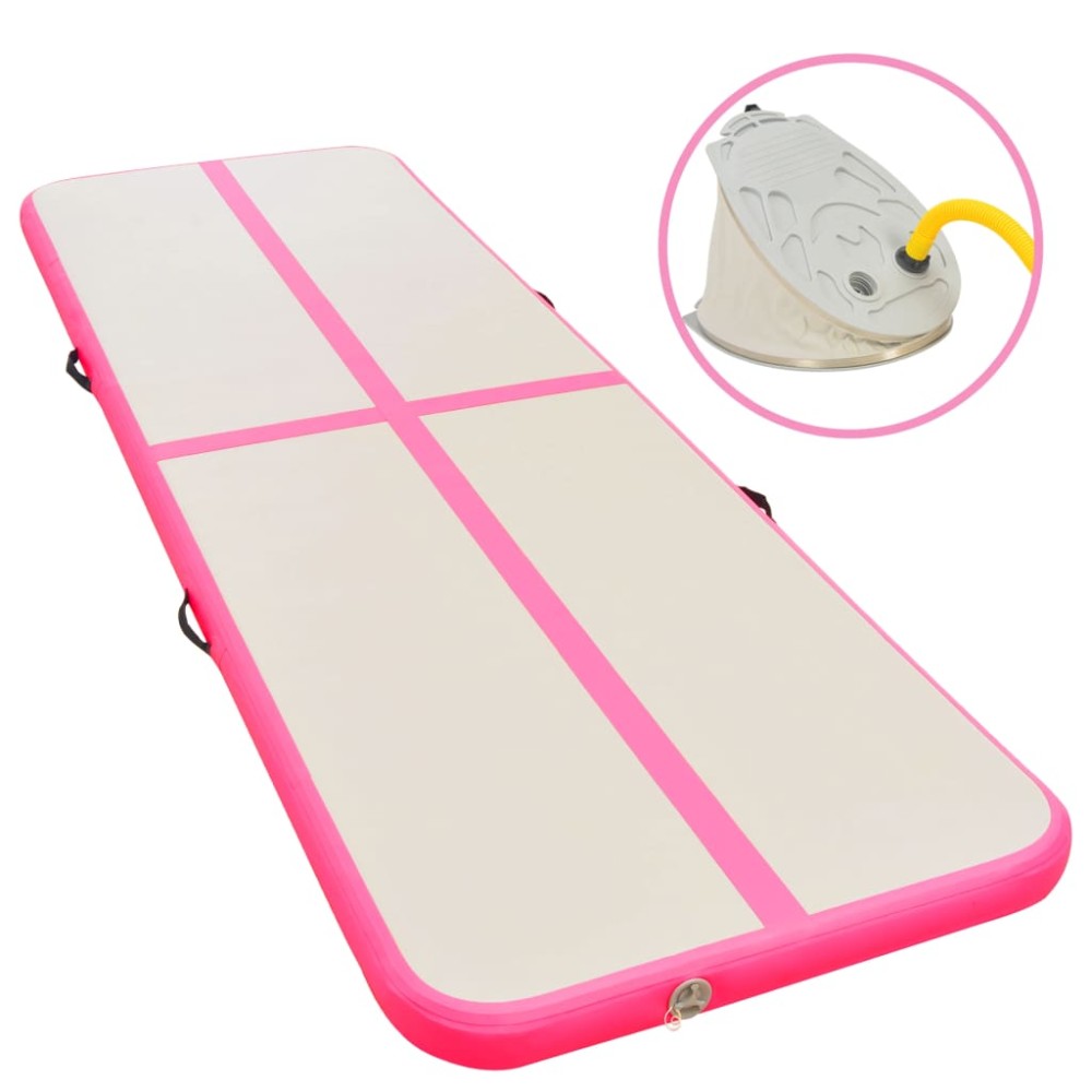 vidaXL Saltea gimnastică gonflabilă cu pompă roz 500x100x10cm PVC