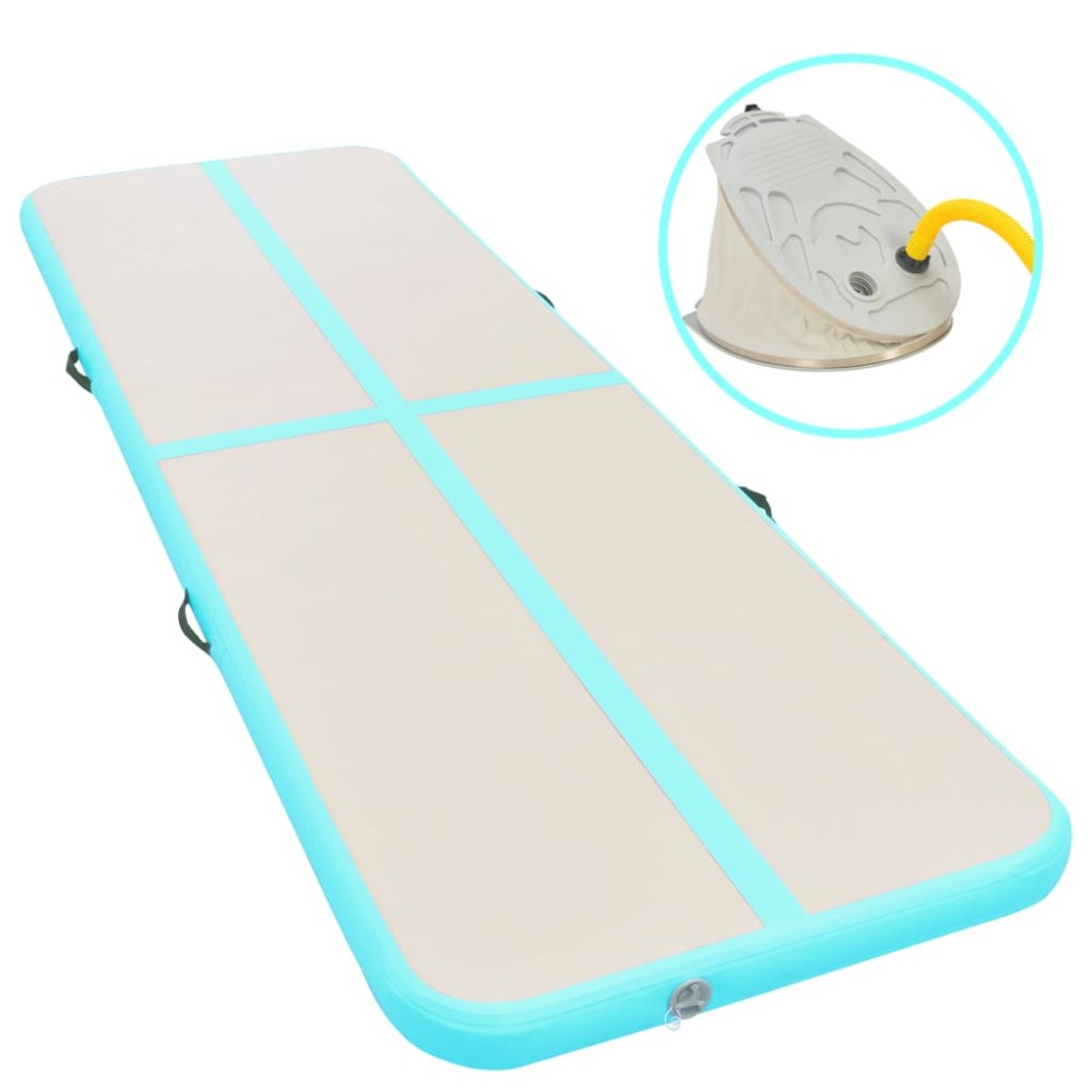 vidaXL Saltea gimnastică gonflabilă cu pompă verde 600x100x10cm PVC