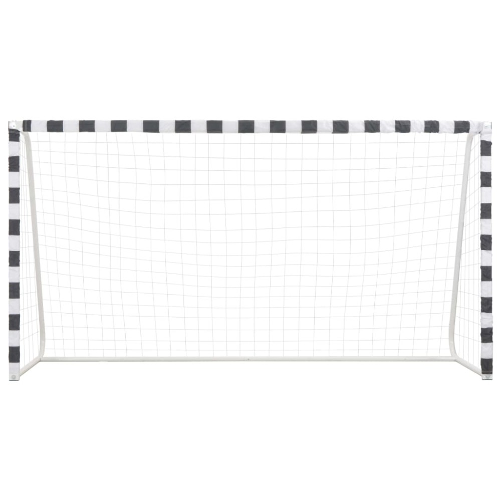 vidaXL Poartă de fotbal, negru și alb, 300 x 160 x 90 cm, metal