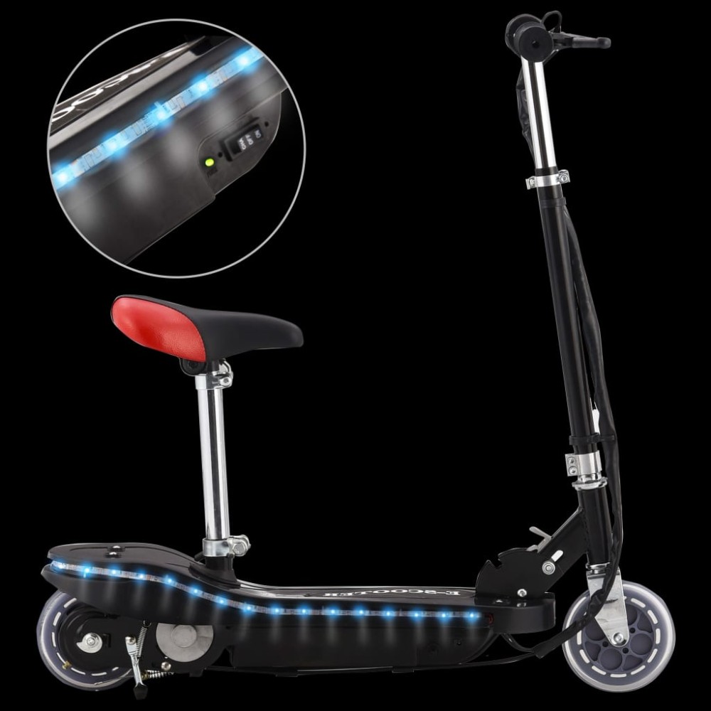 vidaXL Trotinetă electrică cu șa și LED-uri, negru, 120 W