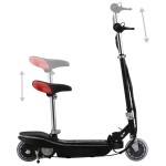 vidaXL Trotinetă electrică cu șa și LED-uri, negru, 120 W