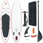 vidaXL Set placă stand up paddle SUP surf gonflabilă, roșu și alb vidaXL Set placă stand up paddle SUP surf gonflabilă, roșu și alb