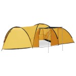 vidaXL Cort camping tip iglu, 8 persoane, galben, 650x240x190 cm vidaXL Cort camping tip iglu, 8 persoane, galben, 650x240x190 cm