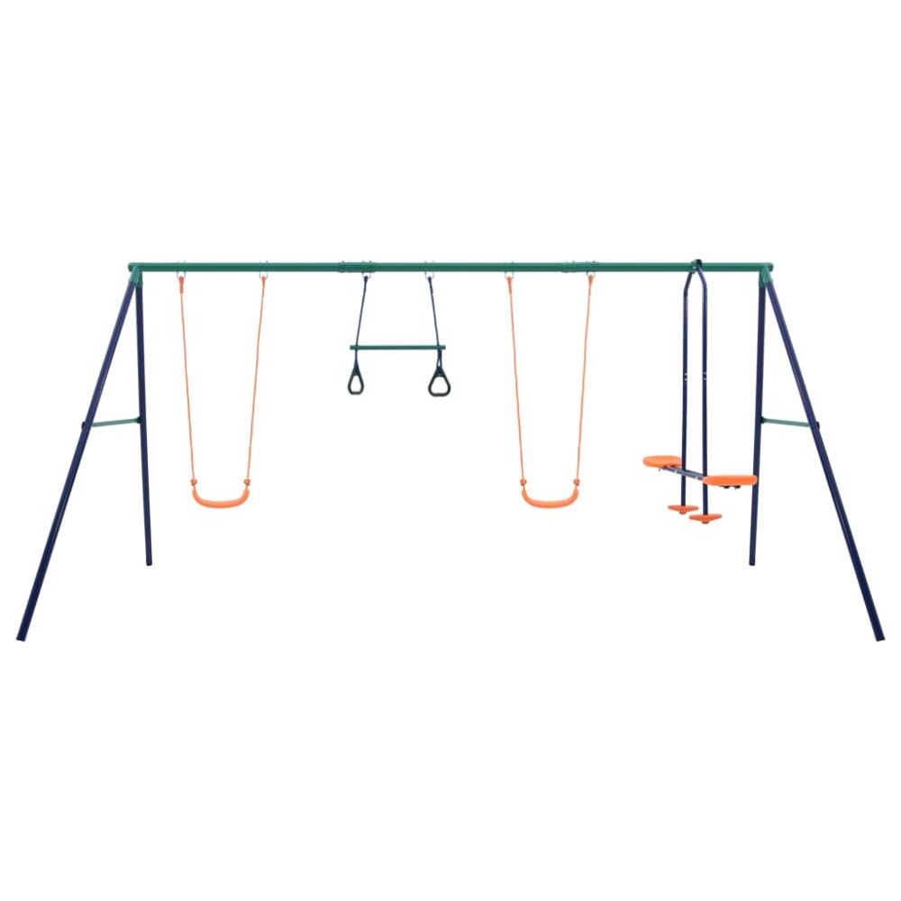 vidaXL Set de leagăne cu inele de gimnastică și 4 locuri, oțel