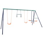 vidaXL Set de leagăne cu inele de gimnastică și 4 locuri, oțel vidaXL Set de leagăne cu inele de gimnastică și 4 locuri, oțel