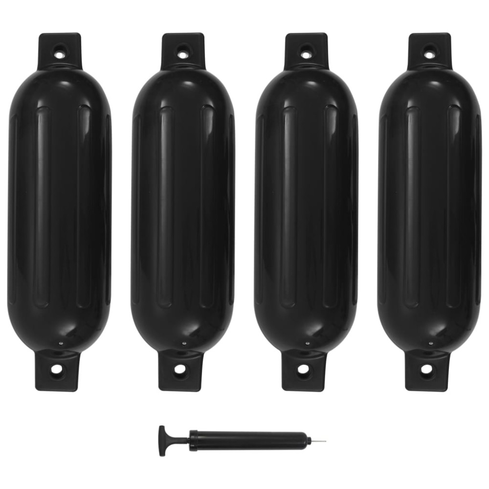 vidaXL Bară de protecție barcă, 4 buc., negru, 51x14 cm, PVC