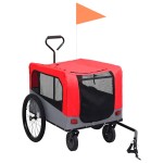vidaXL Remorcă bicicletă & cărucior 2-în-1 pentru animale, roșu și gri vidaXL Remorcă bicicletă & cărucior 2-în-1 pentru animale, roșu și gri