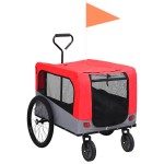 vidaXL Remorcă bicicletă & cărucior 2-în-1 pentru animale, roșu și gri vidaXL Remorcă bicicletă & cărucior 2-în-1 pentru animale, roșu și gri