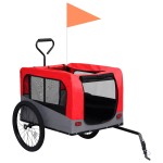 vidaXL Remorcă bicicletă & cărucior 2-în-1 pentru animale, roșu și gri vidaXL Remorcă bicicletă & cărucior 2-în-1 pentru animale, roșu și gri