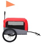 vidaXL Remorcă bicicletă & cărucior 2-în-1 pentru animale, roșu și gri vidaXL Remorcă bicicletă & cărucior 2-în-1 pentru animale, roșu și gri